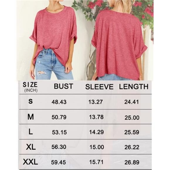 Women's Oversized Short Sleeve T-Shirts – Casual Loose Fit Summer Tops - Picture 6 of 7